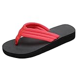 QWUVEDS Damenschuhe, flache Flip-Flops, modische weiche Sohle,...