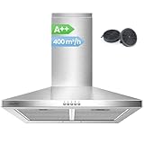 COMFEE' CH60A17EM400SS A++ Dunstabzugshaube 60cm Umluft & Abluft, Wandhaube...