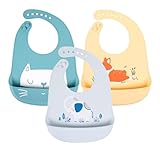 YINGJEE 3 Pack Baby Lätzchen Wasserdichte Silikon Lätzchen für Babys und...