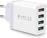 USB Ladegerät, QC3.0 USB-Netzteil, 33W ladestation, 4-Port Ladegerät...