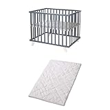 roba Bundle Laufgitter 75 x 100 cm aus Holz anthrazit inkl. Schutzeinlage...