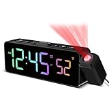 Projektionswecker für Decke Wände, Digitaler Wecker mit 180° Projektor,...