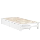 Homestyle4u Bett Holz Holzbett Palettenbett 90x200 mit Bettkasten...