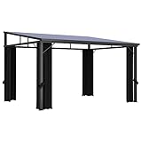 ARKEM Pavillon mit Vorhängen 405x294x244 cm Anthrazit Pavillon Mit Festem...