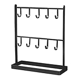 Schmuck-Organizer, doppellagiges Schmuckregal mit Haken, Metallständer...