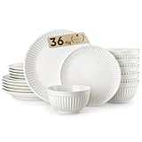 MALACASA Geschirrset 12 Personen, 36-tlg Tafelservice aus Porzellan,...