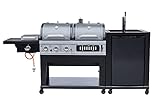 Kombigrill (Gas- und Holzkohlegrill) von El Fuego® 3-in-1 mit Bierkühler...