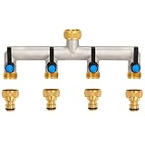 OPERMAXER 4-Wege Wasserhahn Wasserverteiler, Verlängerter Griff, 3/4 Zoll...