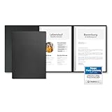 Bewerbungsmappe einzeln Schwarz 3-teilig mit 2 Klemmschienen in feinster...