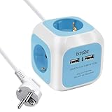 EXTRASTAR Steckdosenwürfel mit 2 USB-Anschlüssen(5V/2.1A), 4-Fach...