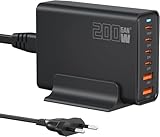 200W USB C Ladegerät, PD 100 W Schnellladegerät 6 Port Ladestation...