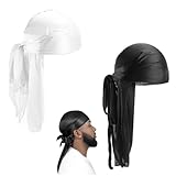 Durag Men Silk, 2 Stücke Silky Perfekt für Waves, Zöpfe und Locken Durag...