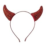ZAYIUKI Strass Teufelshorn Stirnbänder Halloween Kopfbedeckung...