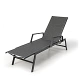 LIFEZEAL Gartenliege Rattan, Sonnenliege mit Verstellbarer Rückenlehne &...