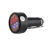 JZK Voltmeter & Thermometer 2 in 1, digital anzeige auto batterie spannung...