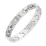 Magnetarmband für Herren Edelstahl Silber Herrenarmband Starker 3000 Gauss...