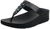 Fitflop Damen Fino Stone Trim Toe-Post Sandale, Schwarz, 37 EU