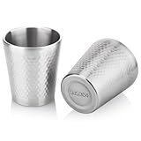 Hejo 2 Stück Edelstahlbecher, 300ml Stapelbar Metallbecher Ohne Henkel,...