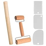 RoxNvm Nudelholz Holz, 2 Stücke Teigroller mit Teigschaber, Kleine und...