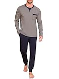 Winovia Herren Schlafanzug lang Sleepwear Pyjama Set Baumwolle Zweiteiliger...
