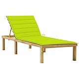 Makastle Sonnenliege Holz Gartenliege Wetterfest Balkonmöbel mit Auflage,...