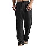 Weiße Leinenhose für Herren, Freizeithose für Herren, lockere Passform,...
