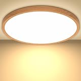 Led Deckenleuchte Deckenlampe Holzoptik Lampe, Flach Rund Led Lampe Decke...