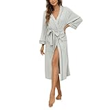 HEARTNICE Morgenmantel Damen 100% Baumwolle, Bademantel leicht Kimono...