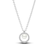 PANDORA Timeless Behandelte Süßwasserzuchtperle & Pavé Collier-Halskette...