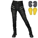 QIYUANT Damen Motorradhose Motorrad Jeans Reiten Schutzhose Denim...