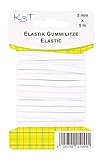 K3T Elastik Gummilitze/Gummiband, 5 mm x 5 m, Farbe weiß, Art.-Nr....