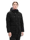 TOM TAILOR Herren Technical Winterparka mit aufgesetzten Taschen, Black, M