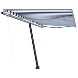 ShCuShan Standmarkise Automatisch 300x250 cm Blau/Weiß Balkon Regenschutz...