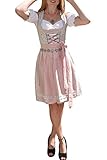 Golden Trachten-Kleid Dirndl Damen 3 TLG, Midi für Oktoberfest, mit...