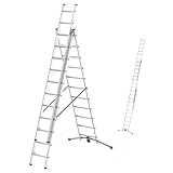 Hailo Leiter HobbyLOT, 3-teilige Alu-Kombileiter, 3 x 11 Sprossen,...