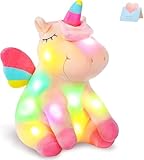Athoinsu Regenbogen Einhorn Plüschtier mit LED-Nachtlicht und Musik,...