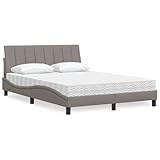 Mokuyary Bett mit Matratze Hanko Taupe 140x200 cm Stoff Bettgestell, Bett...