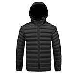 Ewleguzka Herren-Puffer-Mantel mit abnehmbarer Kapuze, Sherpa-Futter,...
