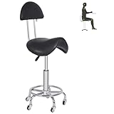 REDCAMP Sattelhocker mit Rollen & Rückenlehne | Ergonomischer Bürohocker...