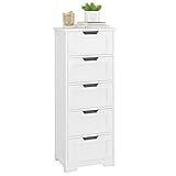 FOREHILL Kommode Badschrank schmal, Badezimmerschrank Badkommode mit 5...