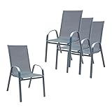 Blumixx Milano Stapelstuhl 4er Set, L72 x B55 x H95 cm, Grau - Elegantes...