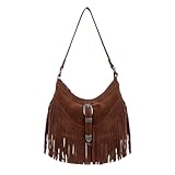 LHHMZ Damen Fransen Hobo Handtasche, Quaste Umhängetasche, Vintage...