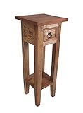 Spetebo Mahagoni Beistelltisch mit Schublade 67 x 25 cm - Natur - Vintage...