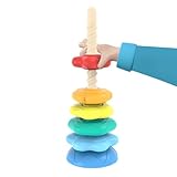 Ring Stapelspiel - Rotierender Ringturm Babyspielzeug,Aktivitätswürfel...