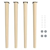 sossai® Holz-Tischbeine - Clif Round | Natur (unbehandelt) | Höhe: 71 cm...