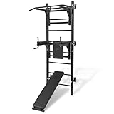 vidaXL Fitness Kraftturm Multifunktional Wandmontage mit Dip-Station...