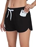 LYRIKER Badeshorts Damen Badehose High Waist Bade Gym Shorts Schwimmhose...