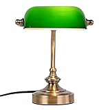 FIRVRE Grün Glas Banker Schreibtischlampe klassische G9 Bronze Finish...