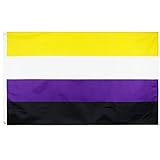 MOGADEE® Nonbinary Flag, 90x150cm Non Binary Flagge, Non-binary Pride...