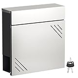 Wiltec Briefkasten Edelstahl V63 37 x 11 x 37 cm, Wandbriefkasten mit...